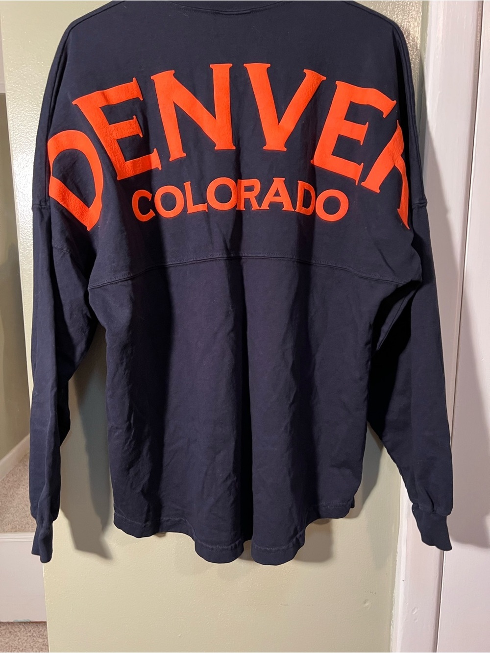 Spirit Jersey Unisex Size Medium Long Sleeve T-Shirt Navy Blue Orange Denver CO - Picture 8 of 10